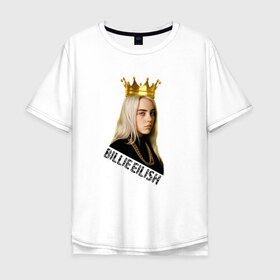 Мужская футболка хлопок Oversize с принтом Билли Айлиш в Курске, 100% хлопок | свободный крой, круглый ворот, “спинка” длиннее передней части | билли айлиш | знаменитость | королева | корона