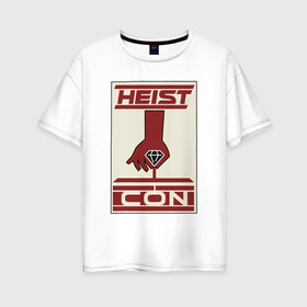 Женская футболка хлопок Oversize с принтом Heistcon poster в Курске, 100% хлопок | свободный крой, круглый ворот, спущенный рукав, длина до линии бедер
 | 4 сезон | dsgnosadchaya | heistcon poster | rick  morty | vdosadir | джастин ройланд | дэн хармон | миссикс | плюмбус | рик и морти