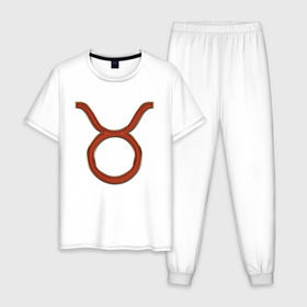 Мужская пижама хлопок с принтом Телец (Taurus) в Курске, 100% хлопок | брюки и футболка прямого кроя, без карманов, на брюках мягкая резинка на поясе и по низу штанин
 | Тематика изображения на принте: 