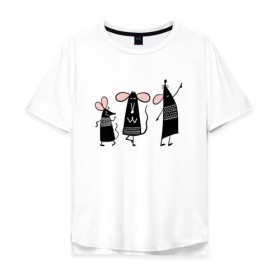 Мужская футболка хлопок Oversize с принтом Веселые мышки 2020 в Курске, 100% хлопок | свободный крой, круглый ворот, “спинка” длиннее передней части | 