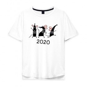 Мужская футболка хлопок Oversize с принтом Веселые мышки 2020 в Курске, 100% хлопок | свободный крой, круглый ворот, “спинка” длиннее передней части | 