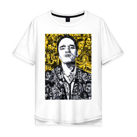 Мужская футболка хлопок Oversize с принтом Tarantino x films в Курске, 100% хлопок | свободный крой, круглый ворот, “спинка” длиннее передней части | здезда | квентин | тарантино | фильм