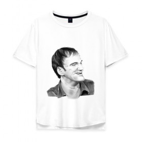 Мужская футболка хлопок Oversize с принтом Квентин Тарантино в Курске, 100% хлопок | свободный крой, круглый ворот, “спинка” длиннее передней части | 
