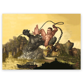 Поздравительная открытка с принтом Aniki Fight Art в Курске, 100% бумага | плотность бумаги 280 г/м2, матовая, на обратной стороне линовка и место для марки
 | aniki | aquarell | art | billy | billy herrington | gachi | gachimuchi | van | акварель | аники | арт | вэн | гачи | гачибасс | гачимучи
