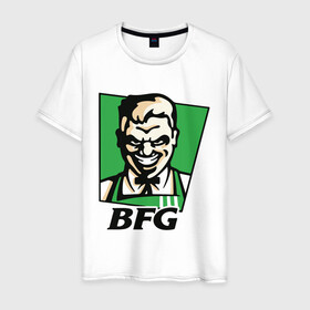 Мужская футболка хлопок с принтом BFG в Курске, 100% хлопок | прямой крой, круглый вырез горловины, длина до линии бедер, слегка спущенное плечо. | bfg | doom | doom eternal | дум