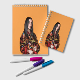 Блокнот с принтом Billie eilish (+ на спине) в Курске, 100% бумага | 48 листов, плотность листов — 60 г/м2, плотность картонной обложки — 250 г/м2. Листы скреплены удобной пружинной спиралью. Цвет линий — светло-серый
 | Тематика изображения на принте: billie | eilish | xanny | айлишь | билли