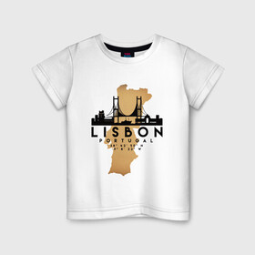 Детская футболка хлопок с принтом Лиссабон (Португалия) в Курске, 100% хлопок | круглый вырез горловины, полуприлегающий силуэт, длина до линии бедер | Тематика изображения на принте: city | lisbon | portugal | ronaldo | travel | город | европа | карта | лиссабон | мир | португалия | приключение | путешествие | роналду | столица | страна | тиризм | турист | флаг