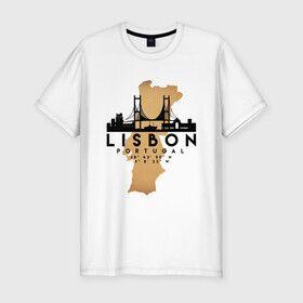 Мужская футболка хлопок Slim с принтом Лиссабон (Португалия) в Курске, 92% хлопок, 8% лайкра | приталенный силуэт, круглый вырез ворота, длина до линии бедра, короткий рукав | Тематика изображения на принте: city | lisbon | portugal | ronaldo | travel | город | европа | карта | лиссабон | мир | португалия | приключение | путешествие | роналду | столица | страна | тиризм | турист | флаг