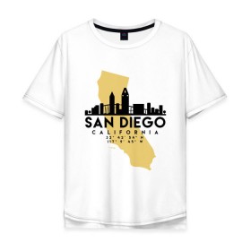 Мужская футболка хлопок Oversize с принтом Сан-Диего (Калифрния) в Курске, 100% хлопок | свободный крой, круглый ворот, “спинка” длиннее передней части | america | california | city | travel | usa | америка | город | европа | калифорния | карта | мир | приключение | путешествие | сан диего | столица | страна | сша | туризм | турист | флаг