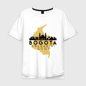 Мужская футболка хлопок Oversize с принтом Богота (Колумбия) в Курске, 100% хлопок | свободный крой, круглый ворот, “спинка” длиннее передней части | bogota | city | columbia | travel | богота | город | европа | карта | колумбия | мир | приключение | путешествие | столица | страна | туризм | турист | флаг