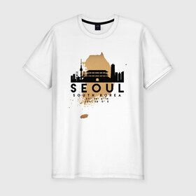 Мужская футболка хлопок Slim с принтом Сеул (Южная Корея) в Курске, 92% хлопок, 8% лайкра | приталенный силуэт, круглый вырез ворота, длина до линии бедра, короткий рукав | city | korea | seoul | travel | город | европа | карта | корея | мир | приключение | путешествие | сеул | столица | страна | туризм | турист | флаг