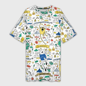 Платье-футболка 3D с принтом Adventure Time в Курске,  |  | adventure time | algebraic | awesomatude | bmo | dsgnosadchaya | время приключений | джейк | пендлтон уорд | финн
