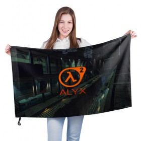 Флаг 3D с принтом half-life 2 ALYX в Курске, 100% полиэстер | плотность ткани — 95 г/м2, размер — 67 х 109 см. Принт наносится с одной стороны | 