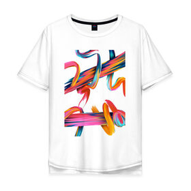 Мужская футболка хлопок Oversize с принтом Извилины в Курске, 100% хлопок | свободный крой, круглый ворот, “спинка” длиннее передней части | абстракция | извилины | линии | рисунок