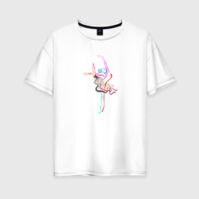 Женская футболка хлопок Oversize с принтом Танец Красок в Курске, 100% хлопок | свободный крой, круглый ворот, спущенный рукав, длина до линии бедер
 | балет | рисунок | танец | танец красок