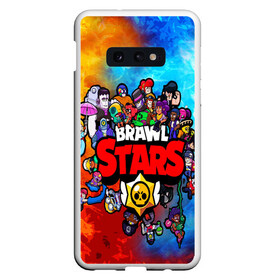 Чехол для Samsung S10E с принтом BrawlStars All heroes в Курске, Силикон | Область печати: задняя сторона чехла, без боковых панелей | Тематика изображения на принте: brawlstars | leon | битваогней | бравлстарc | игра | игры | леон | мультик