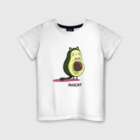 Детская футболка хлопок с принтом Авокот в Курске, 100% хлопок | круглый вырез горловины, полуприлегающий силуэт, длина до линии бедер | avocat | авокадо | кот | рисунок