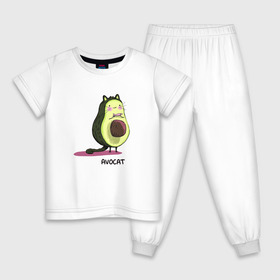 Детская пижама хлопок с принтом Авокот в Курске, 100% хлопок |  брюки и футболка прямого кроя, без карманов, на брюках мягкая резинка на поясе и по низу штанин
 | Тематика изображения на принте: avocat | авокадо | кот | рисунок