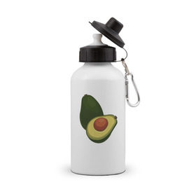 Бутылка спортивная с принтом Авокадо в Курске, металл | емкость — 500 мл, в комплекте две пластиковые крышки и карабин для крепления | авокадо | еда | рисунок
