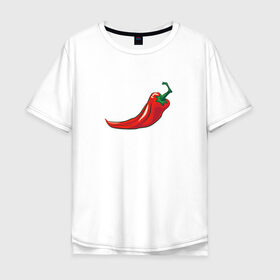 Мужская футболка хлопок Oversize с принтом Перец Чили в Курске, 100% хлопок | свободный крой, круглый ворот, “спинка” длиннее передней части | перец | перец чили | рисунок