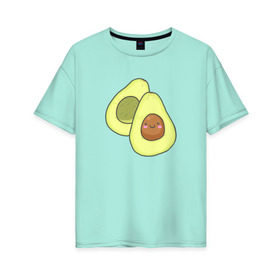 Женская футболка хлопок Oversize с принтом Авокадо в Курске, 100% хлопок | свободный крой, круглый ворот, спущенный рукав, длина до линии бедер
 | авокадо | рисунок