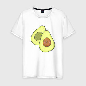 Мужская футболка хлопок с принтом Авокадо в Курске, 100% хлопок | прямой крой, круглый вырез горловины, длина до линии бедер, слегка спущенное плечо. | авокадо | рисунок