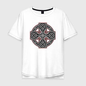 Мужская футболка хлопок Oversize с принтом Кельтский крест в Курске, 100% хлопок | свободный крой, круглый ворот, “спинка” длиннее передней части | кельтские | кельтский | крест | культура | славяне
