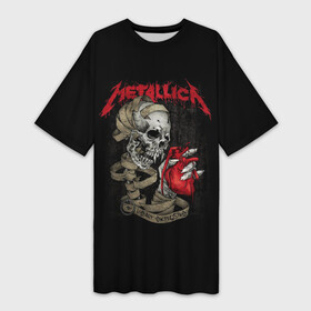 Платье-футболка 3D с принтом Metallica в Курске,  |  | metallica | rock | группа | джеймс хетфилд | метал | металика | металлика | музыка | музыкант | рок | рок группа | рок музыка | рокер | череп