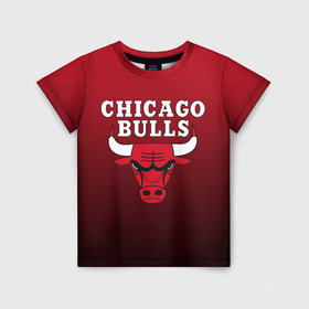 Детская футболка 3D с принтом CHICAGO BULLS в Курске, 100% гипоаллергенный полиэфир | прямой крой, круглый вырез горловины, длина до линии бедер, чуть спущенное плечо, ткань немного тянется | Тематика изображения на принте: bulls | chicago | chicago bulls | nba | red bulls | usa | америка | быки | нба | сша | чикаго буллс