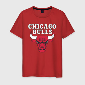 Мужская футболка хлопок с принтом CHICAGO BULLS в Курске, 100% хлопок | прямой крой, круглый вырез горловины, длина до линии бедер, слегка спущенное плечо. | bulls | chicago | chicago bulls | nba | red bulls | usa | америка | быки | нба | сша | чикаго буллс