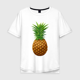 Мужская футболка хлопок Oversize с принтом Ананас в Курске, 100% хлопок | свободный крой, круглый ворот, “спинка” длиннее передней части | ананас | еда | рисунок | фрукт