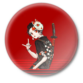 Значок с принтом Demon Slayer в Курске,  металл | круглая форма, металлическая застежка в виде булавки | anime | demon slayer | kimetsu no yaiba | аниме | клинок рассекающий демонов