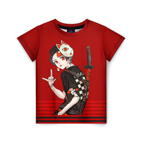 Детская футболка 3D с принтом Demon Slayer в Курске, 100% гипоаллергенный полиэфир | прямой крой, круглый вырез горловины, длина до линии бедер, чуть спущенное плечо, ткань немного тянется | anime | demon slayer | kimetsu no yaiba | аниме | клинок рассекающий демонов