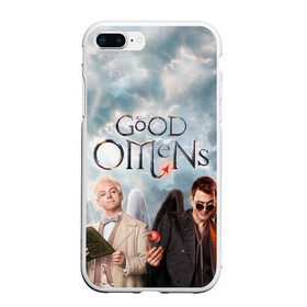 Чехол для iPhone 7Plus/8 Plus матовый с принтом Good Omens в Курске, Силикон | Область печати: задняя сторона чехла, без боковых панелей | aziraphale | crowley | david | demon | good | omens | pratchett | tennant | terry | азирафаэль | ангел | благие | демон | дэвид | знамения | кроули | майкл шин | пратчетт | теннант | терри