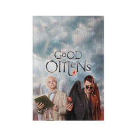 Обложка для паспорта матовая кожа с принтом Good Omens в Курске, натуральная матовая кожа | размер 19,3 х 13,7 см; прозрачные пластиковые крепления | aziraphale | crowley | david | demon | good | omens | pratchett | tennant | terry | азирафаэль | ангел | благие | демон | дэвид | знамения | кроули | майкл шин | пратчетт | теннант | терри