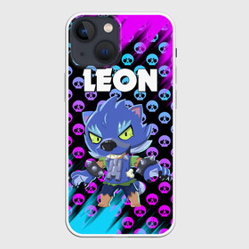 Чехол для iPhone 13 mini с принтом BRAWL STARS ОБОРОТЕНЬ LEON. в Курске,  |  | brawl stars | leon | moba | pattern | бравл старс | жанр | игра | леон | оборотень leon | паттерн | череп | черепа