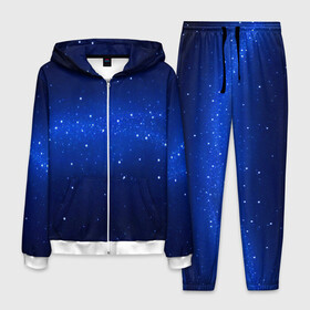 Мужской костюм 3D с принтом BLUE STARRY SKY в Курске, 100% полиэстер | Манжеты и пояс оформлены тканевой резинкой, двухслойный капюшон со шнурком для регулировки, карманы спереди | 2020 | blue | color | pantone | звезды | классический синий | космос | мода | небо | пантоне | синий | синий цвет
