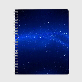 Тетрадь с принтом BLUE STARRY SKY в Курске, 100% бумага | 48 листов, плотность листов — 60 г/м2, плотность картонной обложки — 250 г/м2. Листы скреплены сбоку удобной пружинной спиралью. Уголки страниц и обложки скругленные. Цвет линий — светло-серый
 | 2020 | blue | color | pantone | звезды | классический синий | космос | мода | небо | пантоне | синий | синий цвет