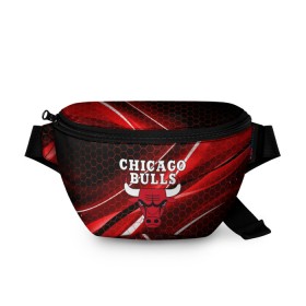 Поясная сумка 3D с принтом CHICAGO BULLS в Курске, 100% полиэстер | плотная ткань, ремень с регулируемой длиной, внутри несколько карманов для мелочей, основное отделение и карман с обратной стороны сумки застегиваются на молнию | bulls | chicago | chicago bulls | nba | red bulls | usa | америка | быки | нба | сша | чикаго буллс