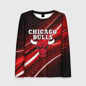 Женский лонгслив 3D с принтом CHICAGO BULLS в Курске, 100% полиэстер | длинные рукава, круглый вырез горловины, полуприлегающий силуэт | bulls | chicago | chicago bulls | nba | red bulls | usa | америка | быки | нба | сша | чикаго буллс