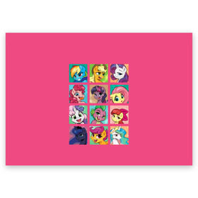 Поздравительная открытка с принтом My little pony в Курске, 100% бумага | плотность бумаги 280 г/м2, матовая, на обратной стороне линовка и место для марки
 | applejack | little | magic | mlp | my | pinkie pie | pony | rainbow dash | rarity | sto luchshih detskih printov | twilight | дракон | дружба | единорог | искорка | пони | селестия | спайк | сумеречная | это чудо