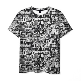 Мужская футболка 3D с принтом Mad Love в Курске, 100% полиэфир | прямой крой, круглый вырез горловины, длина до линии бедер | harleen quinzel | harley | harley quin | harley quinn | харли квин | харли квинн | харли куин | харли куинн | харлин квинзель