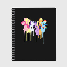 Тетрадь с принтом My little pony в Курске, 100% бумага | 48 листов, плотность листов — 60 г/м2, плотность картонной обложки — 250 г/м2. Листы скреплены сбоку удобной пружинной спиралью. Уголки страниц и обложки скругленные. Цвет линий — светло-серый
 | applejack | little | magic | mlp | my | pinkie pie | pony | rainbow dash | rarity | twilight | дракон | дружба | единорог | искорка | пони | селестия | спайк | сумеречная | это чудо