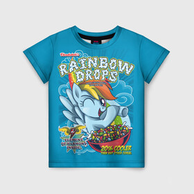 Детская футболка 3D с принтом Rainbow brops в Курске, 100% гипоаллергенный полиэфир | прямой крой, круглый вырез горловины, длина до линии бедер, чуть спущенное плечо, ткань немного тянется | applejack | little | magic | mlp | my | pinkie pie | pony | rainbow dash | rarity | twilight | дракон | дружба | единорог | искорка | пони | селестия | спайк | сумеречная | это чудо