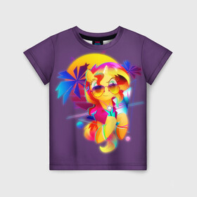 Детская футболка 3D с принтом My little pony в Курске, 100% гипоаллергенный полиэфир | прямой крой, круглый вырез горловины, длина до линии бедер, чуть спущенное плечо, ткань немного тянется | Тематика изображения на принте: applejack | little | magic | mlp | my | pinkie pie | pony | rainbow dash | rarity | twilight | дракон | дружба | единорог | искорка | пони | селестия | спайк | сумеречная | это чудо