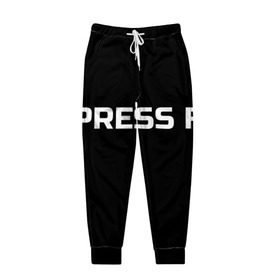 Мужские брюки 3D с принтом Футболка с надписью PRESS F в Курске, 100% полиэстер | манжеты по низу, эластичный пояс регулируется шнурком, по бокам два кармана без застежек, внутренняя часть кармана из мелкой сетки | mem meme | press f | мем | мемас | мемы | надписью | чёрный | шрифт