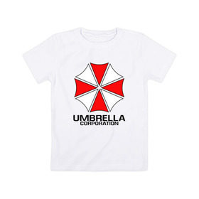 Детская футболка хлопок с принтом UMBRELLA CORP в Курске, 100% хлопок | круглый вырез горловины, полуприлегающий силуэт, длина до линии бедер | ada wong | biohazard | leon | nemesis | project resistance | raccoon city | re | re3 | resident evil | resident evil 3 | rpd | stars | umbrella | ада вонг | амбрелла | немезис | ужасы