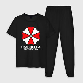 Мужская пижама хлопок с принтом UMBRELLA CORP в Курске, 100% хлопок | брюки и футболка прямого кроя, без карманов, на брюках мягкая резинка на поясе и по низу штанин
 | ada wong | biohazard | leon | nemesis | project resistance | raccoon city | re | re3 | resident evil | resident evil 3 | rpd | stars | umbrella | ада вонг | амбрелла | немезис | ужасы