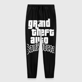 Мужские брюки 3D с принтом GTA San Andreas в Курске, 100% полиэстер | манжеты по низу, эластичный пояс регулируется шнурком, по бокам два кармана без застежек, внутренняя часть кармана из мелкой сетки | gta | sa | sanandreas | футболка | чёрный