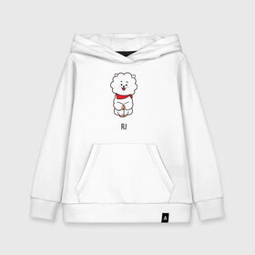 Детская толстовка хлопок с принтом BTS BT21 RJ в Курске, 100% хлопок | Круглый горловой вырез, эластичные манжеты, пояс, капюшен | Тематика изображения на принте: bt21 | bts | j hope | jimin | jin | jungkook | k pop | puzzle star bt21 | rj | rm | suga | v | для детей | игра | музыка